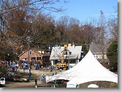 Start of demolition by excavators.