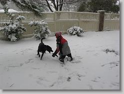 Angel and Joshua playing in the back yard.