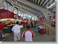 Under the West side stands.