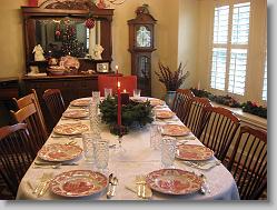 Table all set for dinnner.