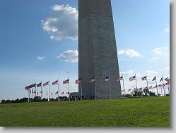 Botton of the monument, surrounded by 50 flags.