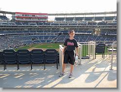 Joshua in the outfield at Nationals Park.