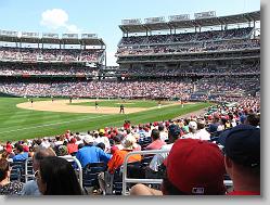 From the 3rd base line, Nationals Park.