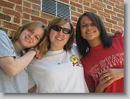 Megan, Taylor, and Allee at the church getting ready to leave.