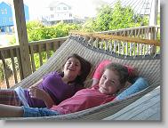 Gracen and Meredith loungin in the hammock.