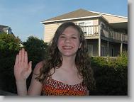 Alex waving hello before dinner.