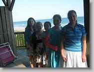 The 6th graders lined up for a picture before dinner.