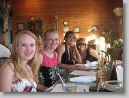 Alyssa, Taylor, Ashley and Alex enjoying their dinner.