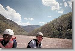 Traveling down river.