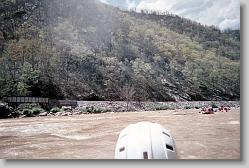 Train tracks run all along the river.  Only way to get the coal through the mountains.