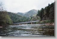 Rafting down the Nolichucky.  Train tracks.