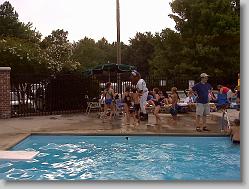 Wool E. Bull (mascot for the Durham Bulls).

Swim Team end of year party.
