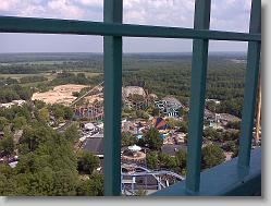 View of the park from the top of the Eiffel Tower at Kings Dominion.