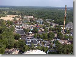 View of the park from the top of the Eiffel Tower at Kings Dominion.