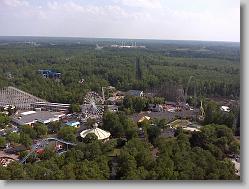 View of the park from the top of the Eiffel Tower at Kings Dominion.