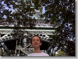 Joshua at the bottom of the Eiffel Tower at Kings Dominion.