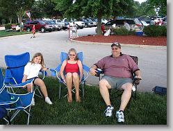 Ciara, Bethany and Steve - enjoying the sun before the game.