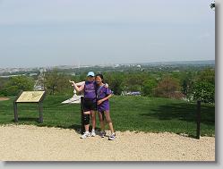 Ciara and Eun-Ji at top of hill (Lee House) at Arlington.