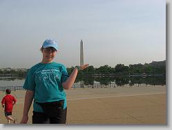Ciara holding up the Washington Monument.