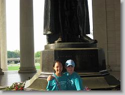 Eun-Ji and Ciara at the Jefferson Memorial.