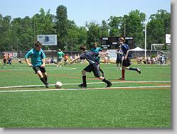 Joshua chasing down the ball.