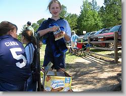 Nicole stealing the snacks.
