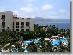 Hotel Balcony View of the pool and bay.
