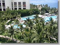 Balcony view of the pool.