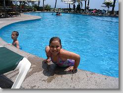 Ciara and Joshua in the pool.
