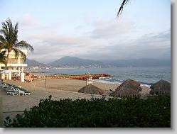 Beach at sunset.