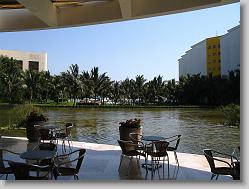Hotel reflecting pond.