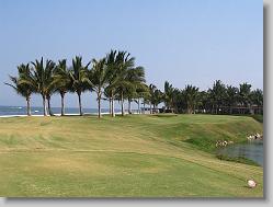 Par 3 with beach on the left.