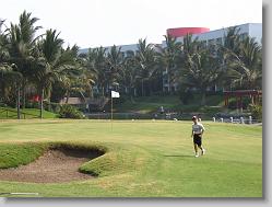 On the green.