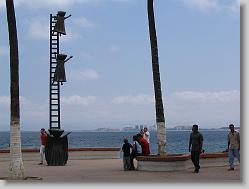 Sculpture on the boardwalk downtown.
