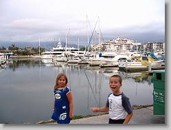 Ciara and Joshua at the marina.