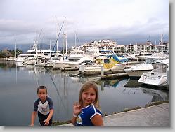 Hamming it up at the marina.