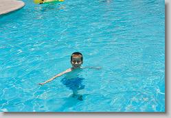Joshua in the pool.