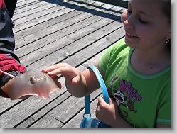 Ciara petting the Ray.