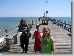 Aliza, Joshua and Ciara on the pier.