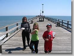 On the pier.