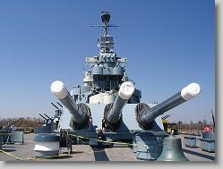 Big guns on stern of ship.