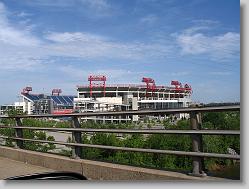 The Coliseum across the river in downtown Nashville.