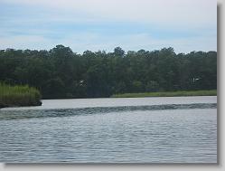 On the river.