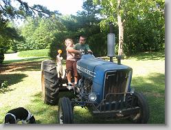 Ciara and Joshua on the tractor.