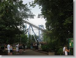 View looking of 3 coasters - Loch Ness Monster, Alpengiest and Griffen.