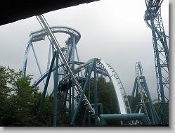 The world's tallest, most twisted inverted roller coaster. Alpengeist reaches a height of 195 feet and a speed of 67 mph. Six staggering inversions and a 170-foot drop.
