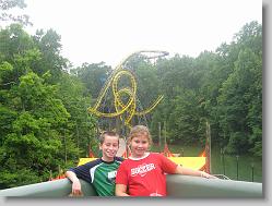 Joshua and Ciara, posing on the bridge, with the Loch Ness Monster in the background.