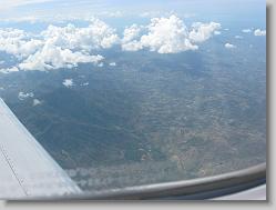 Flying over Mexico in plane.