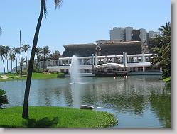 Across the lake at the resort.