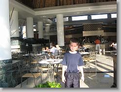Joshua at dinnertime (Bakal restuarant by the pool).